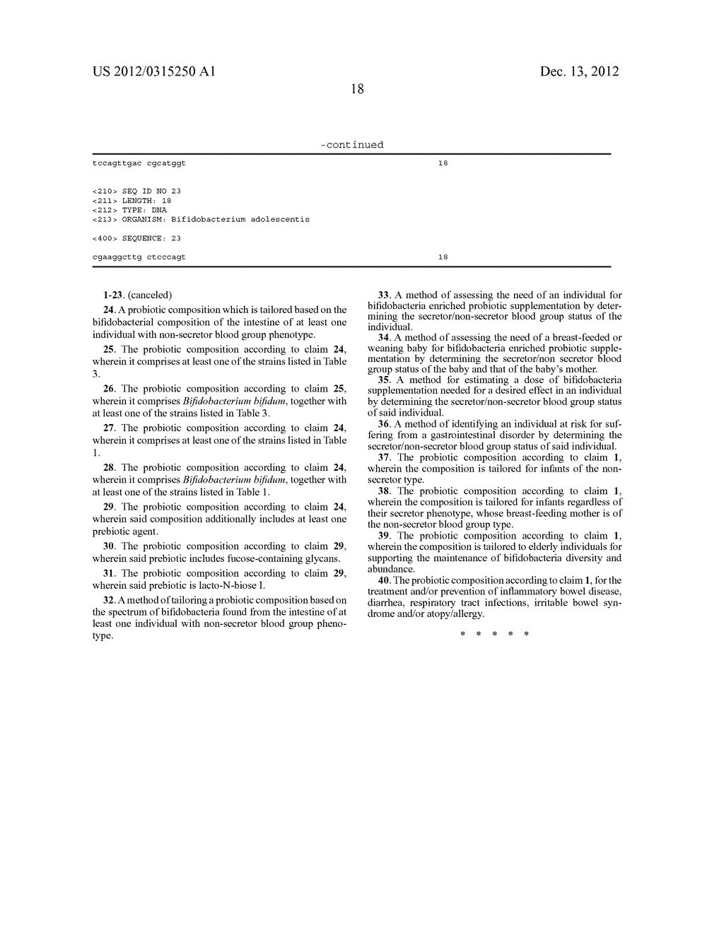 PROBIOTIC BIFIDOBACTERIAL COMPOSITION IN ACCORDANCE WITH SECRETOR BLOOD     GROUP STATUS - diagram, schematic, and image 28