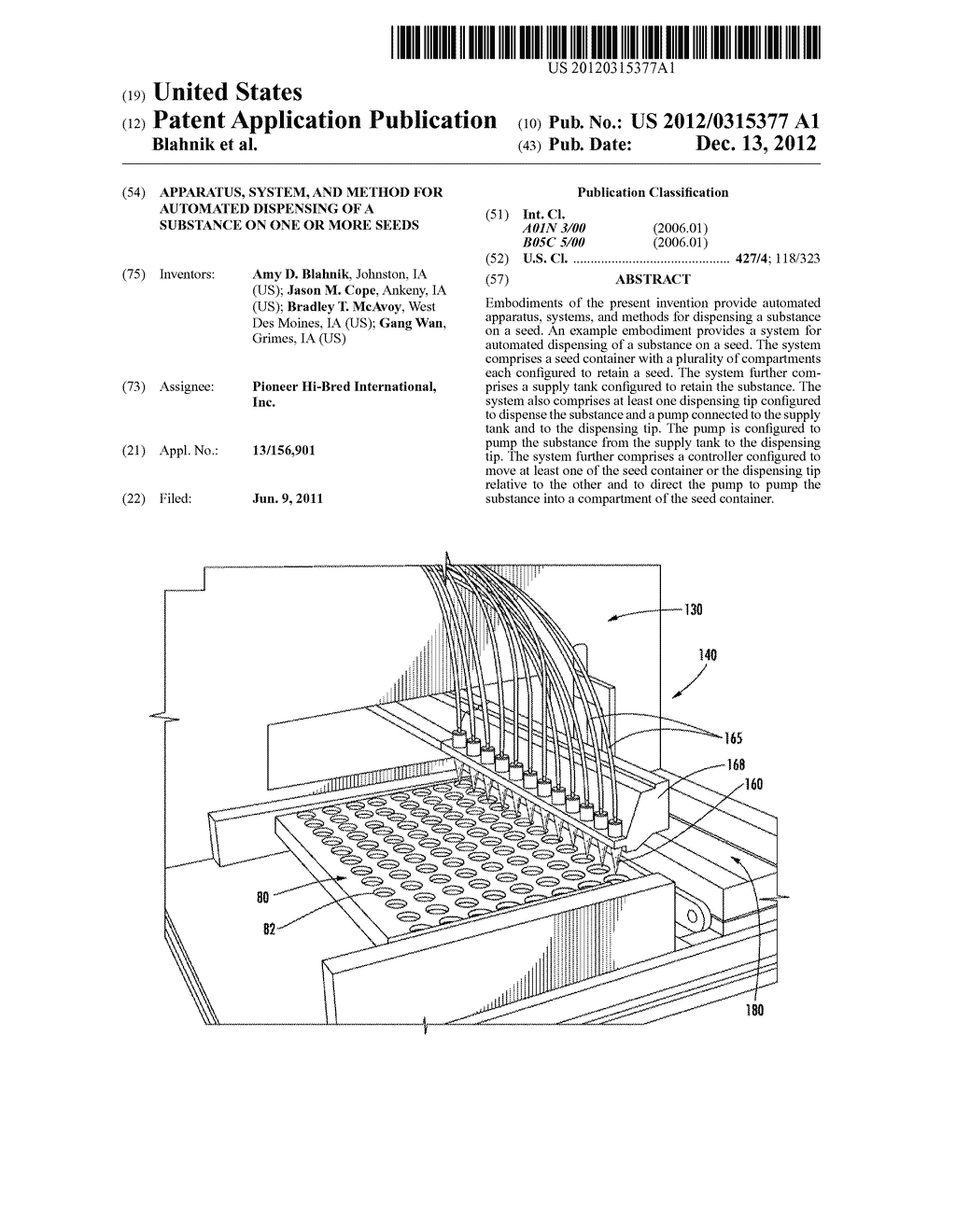 APPARATUS, SYSTEM, AND METHOD FOR AUTOMATED DISPENSING OF A SUBSTANCE ON     ONE OR MORE SEEDS - diagram, schematic, and image 01