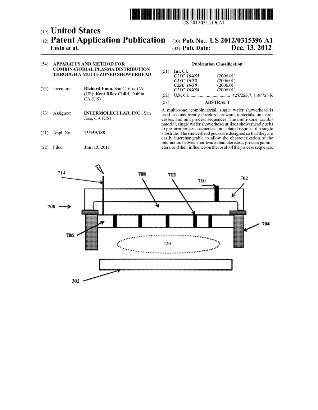 APPARATUS AND METHOD FOR COMBINATORIAL PLASMA DISTRIBUTION THROUGH A     MULTI-ZONED SHOWERHEAD - diagram, schematic, and image 01