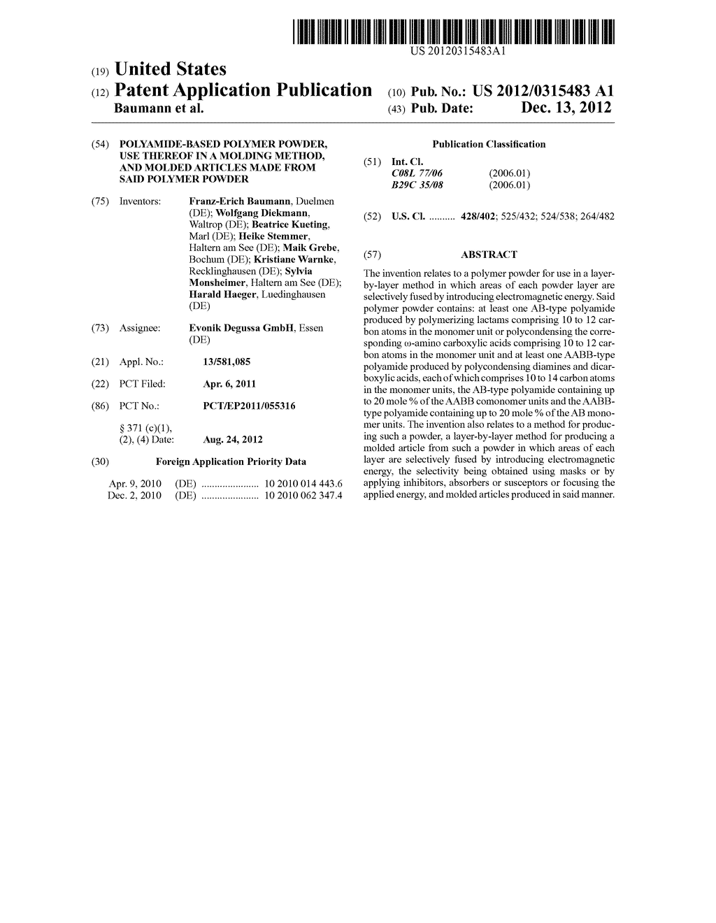 POLYAMIDE-BASED POLYMER POWDER, USE THEREOF IN A MOLDING METHOD, AND     MOLDED ARTICLES MADE FROM SAID POLYMER POWDER - diagram, schematic, and image 01