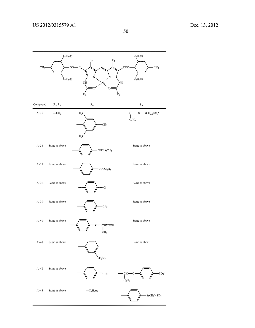 COLORED CURABLE COMPOSITION, COLOR FILTER AND METHOD OF PRODUCING THE     SAME, AND DIPYRROMETHENE METAL COMPLEX COMPOUND AND TAUTOMER THEREOF - diagram, schematic, and image 51