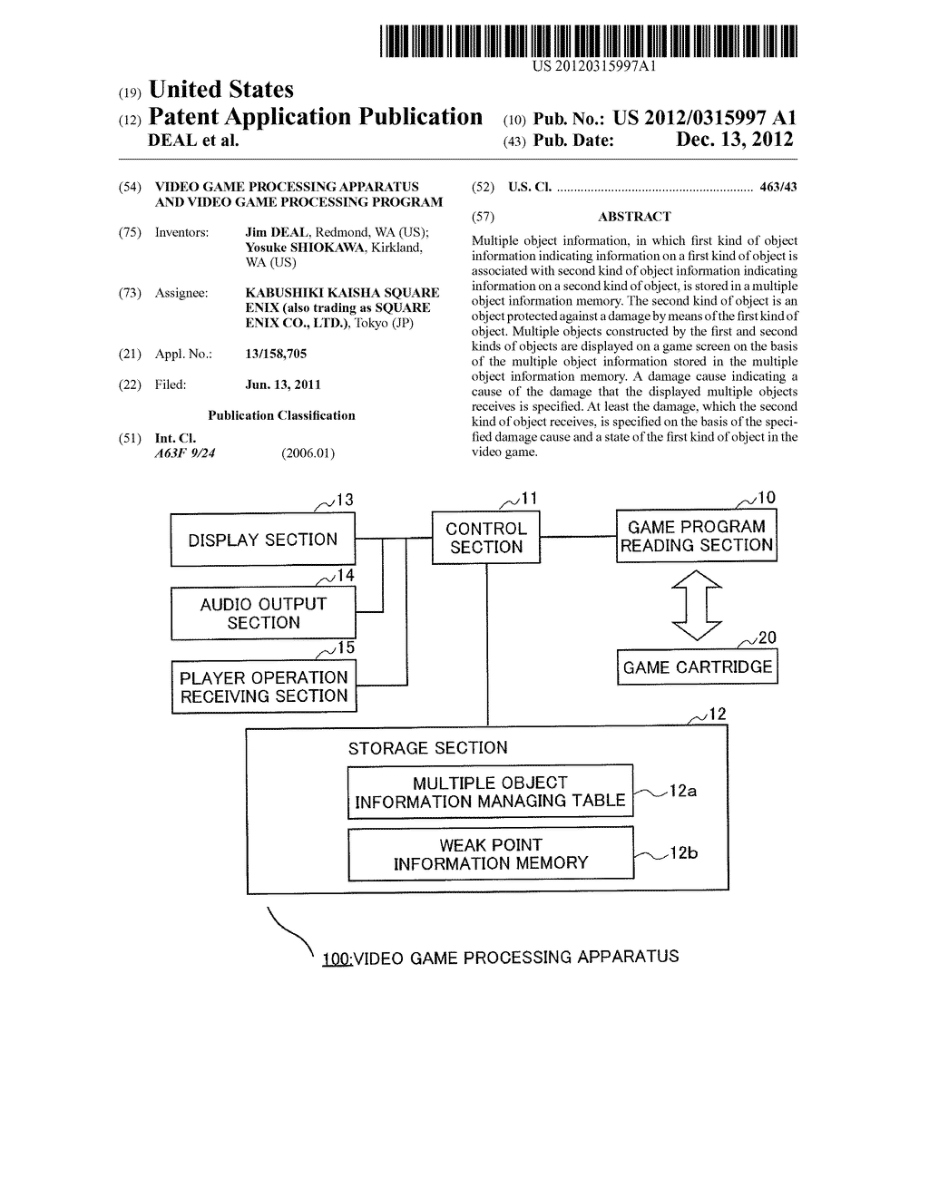 VIDEO GAME PROCESSING APPARATUS AND VIDEO GAME PROCESSING PROGRAM - diagram, schematic, and image 01