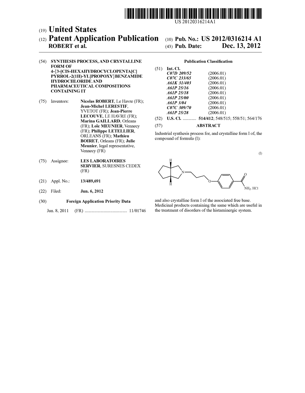 SYNTHESIS PROCESS, AND CRYSTALLINE FORM OF 4-BENZAMIDE HYDROCHLORIDE AND     PHARMACEUTICAL COMPOSITIONS CONTAINING IT - diagram, schematic, and image 01