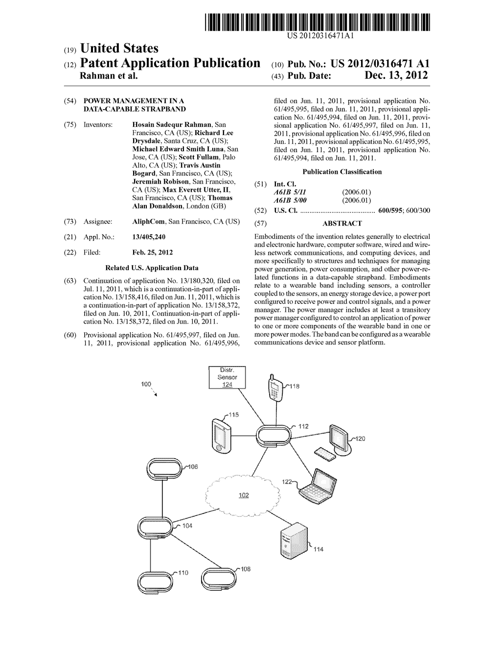 POWER MANAGEMENT IN A DATA-CAPABLE STRAPBAND - diagram, schematic, and image 01