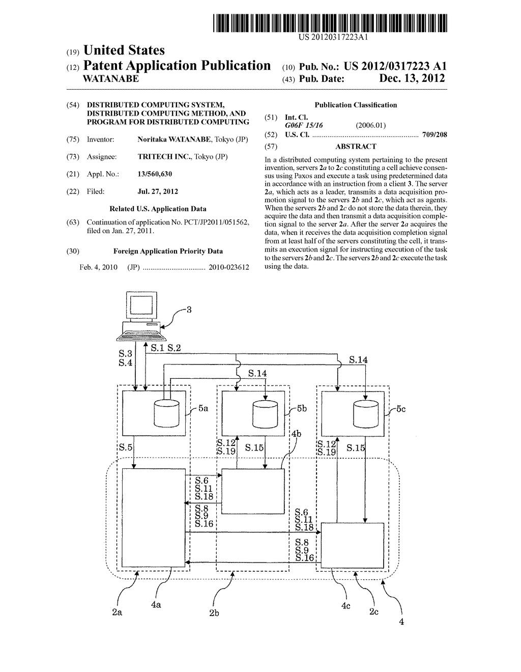 DISTRIBUTED COMPUTING SYSTEM, DISTRIBUTED COMPUTING METHOD, AND PROGRAM     FOR DISTRIBUTED COMPUTING - diagram, schematic, and image 01