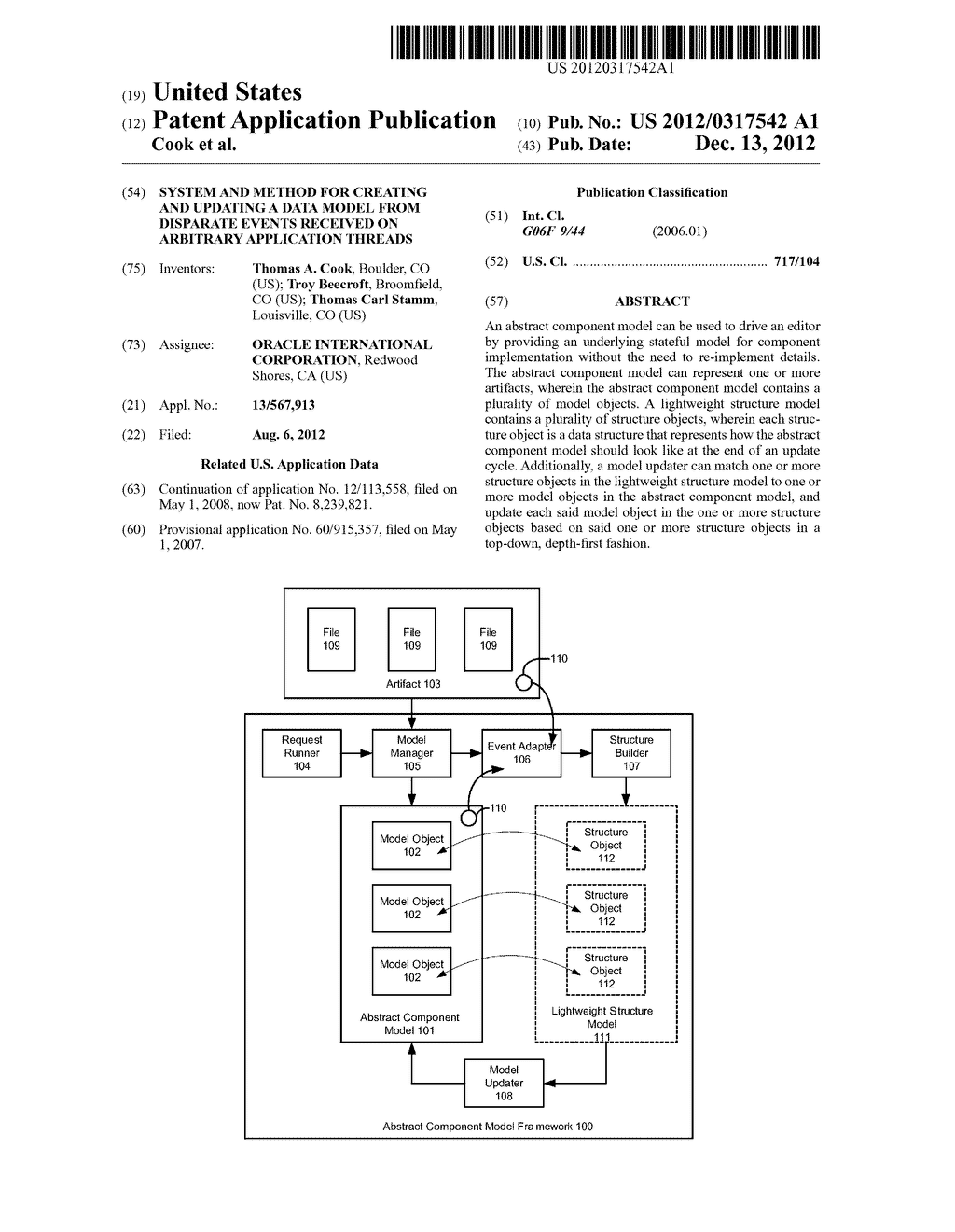 SYSTEM AND METHOD FOR CREATING AND UPDATING A DATA MODEL FROM DISPARATE     EVENTS RECEIVED ON ARBITRARY APPLICATION THREADS - diagram, schematic, and image 01