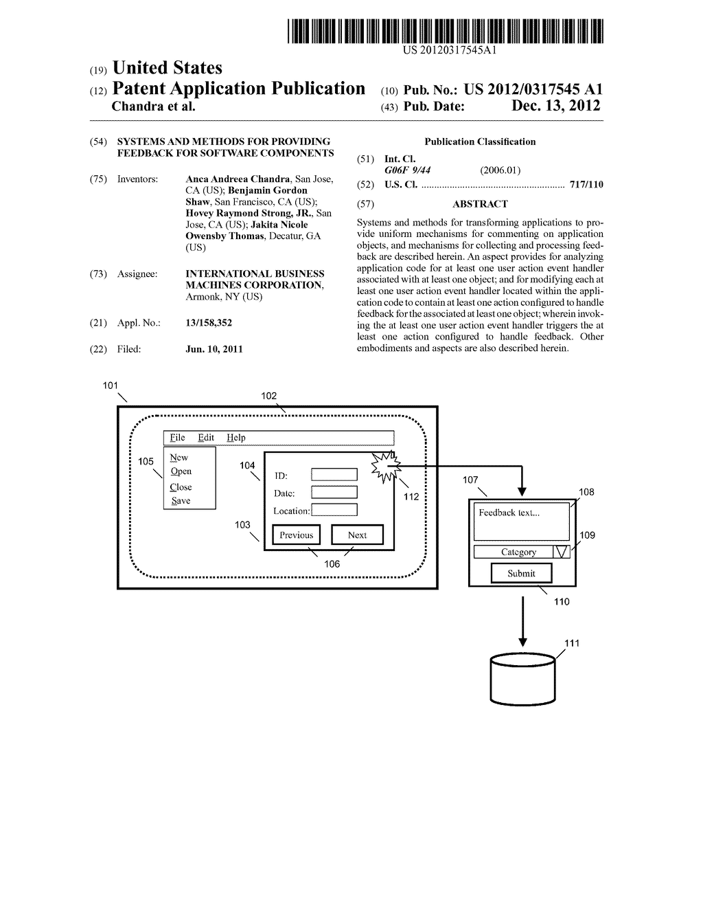 SYSTEMS AND METHODS FOR PROVIDING FEEDBACK FOR SOFTWARE COMPONENTS - diagram, schematic, and image 01