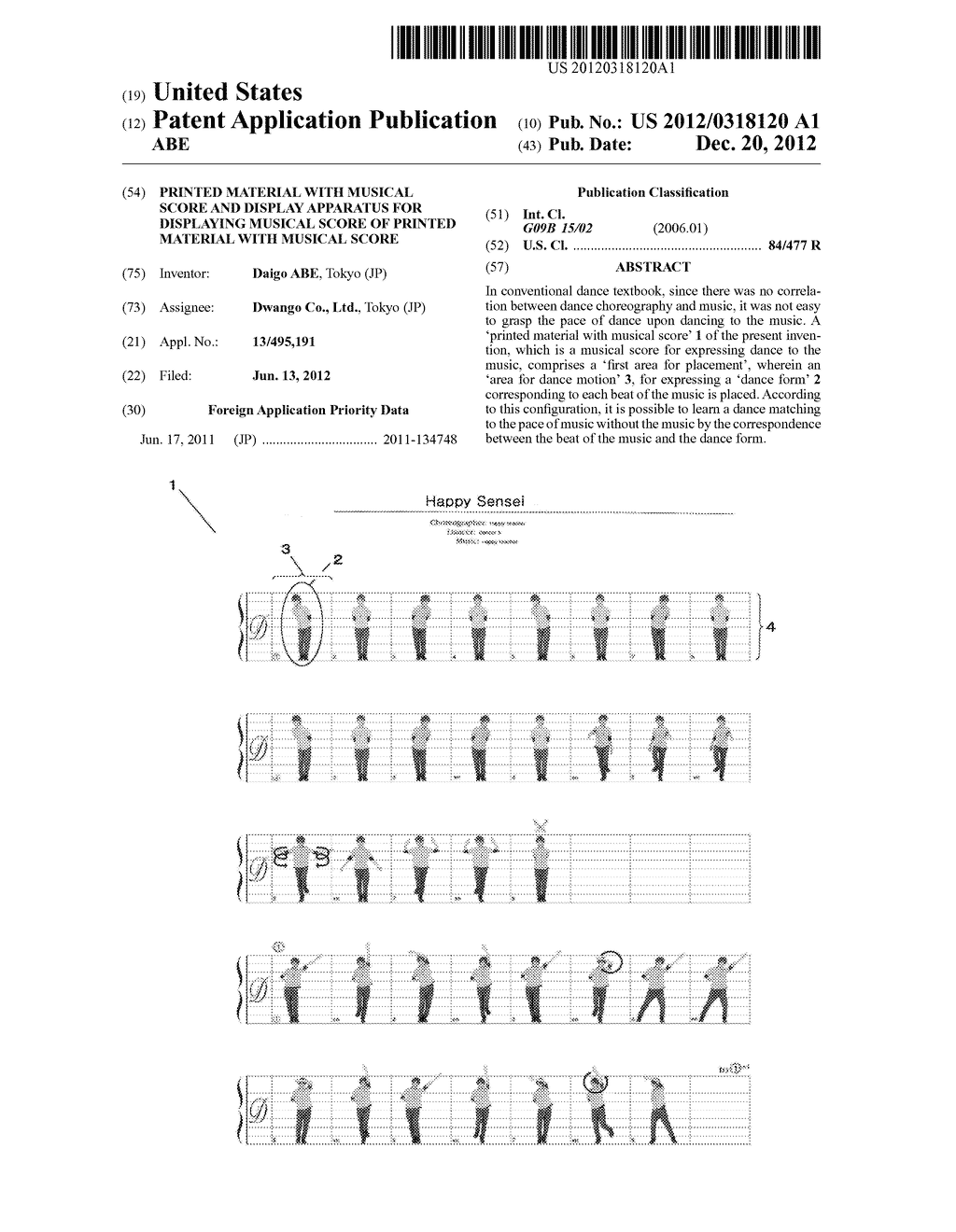 PRINTED MATERIAL WITH MUSICAL SCORE AND DISPLAY APPARATUS FOR DISPLAYING     MUSICAL SCORE OF PRINTED MATERIAL WITH MUSICAL SCORE - diagram, schematic, and image 01