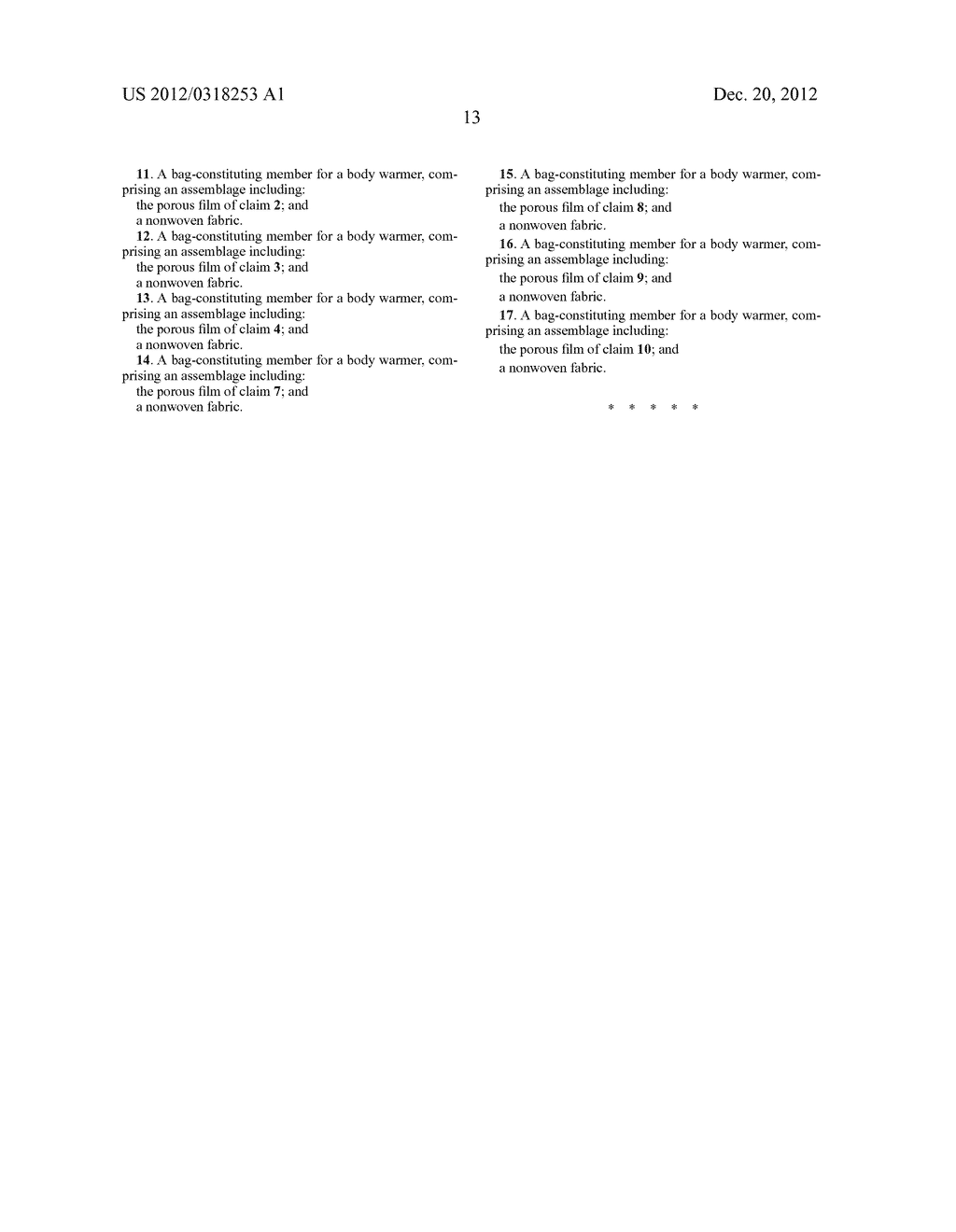 POROUS FILM FOR BAG-CONSTITUTING MEMBER AND BAG-CONSTITUTING MEMBER FOR     DISPOSABLE BODY WARMER - diagram, schematic, and image 16