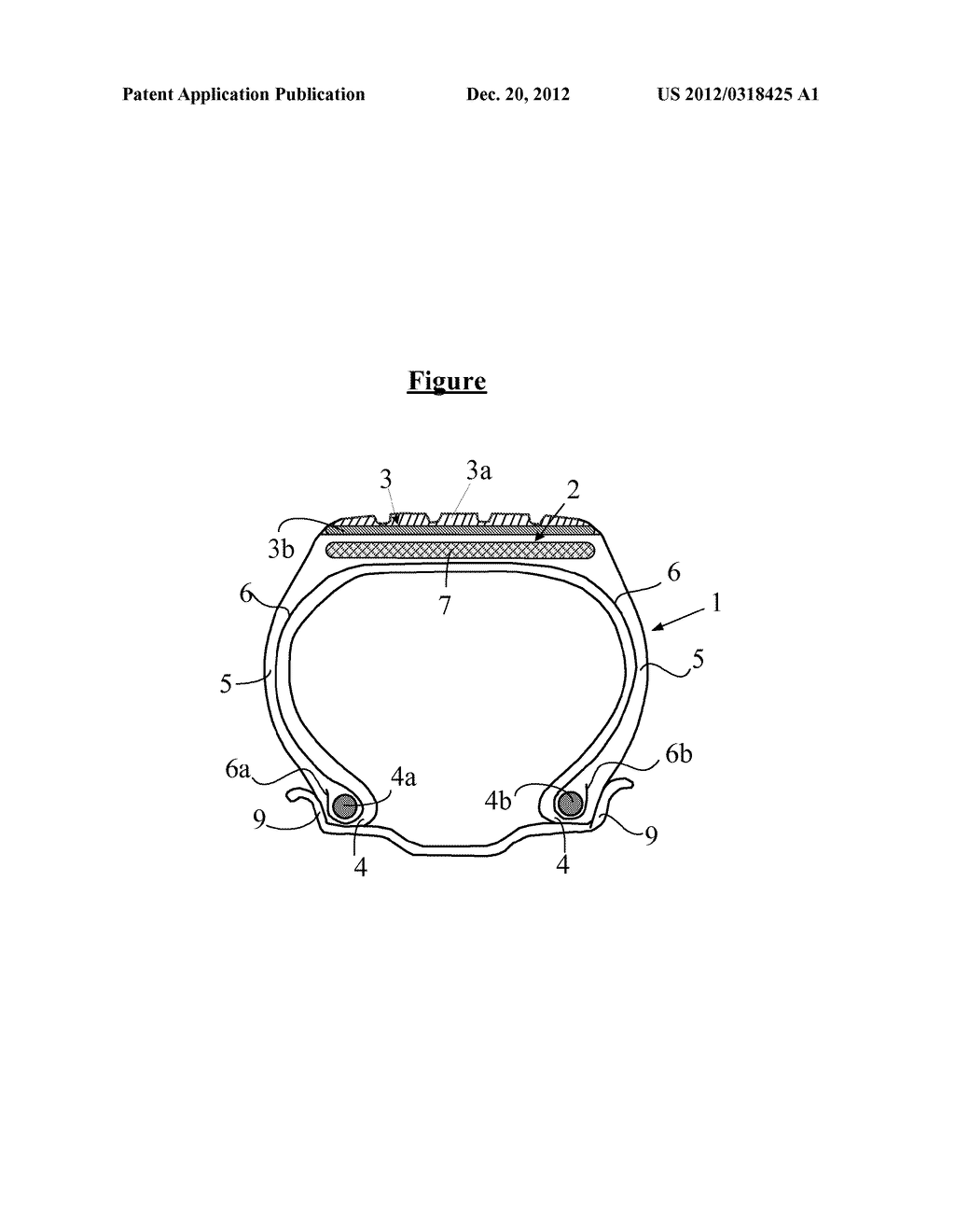 TIRE HAVING A CROWN AREA PROVIDED WITH A SUBLAYER COMPRISING A     THERMOPLASTIC ELASTOMER - diagram, schematic, and image 02