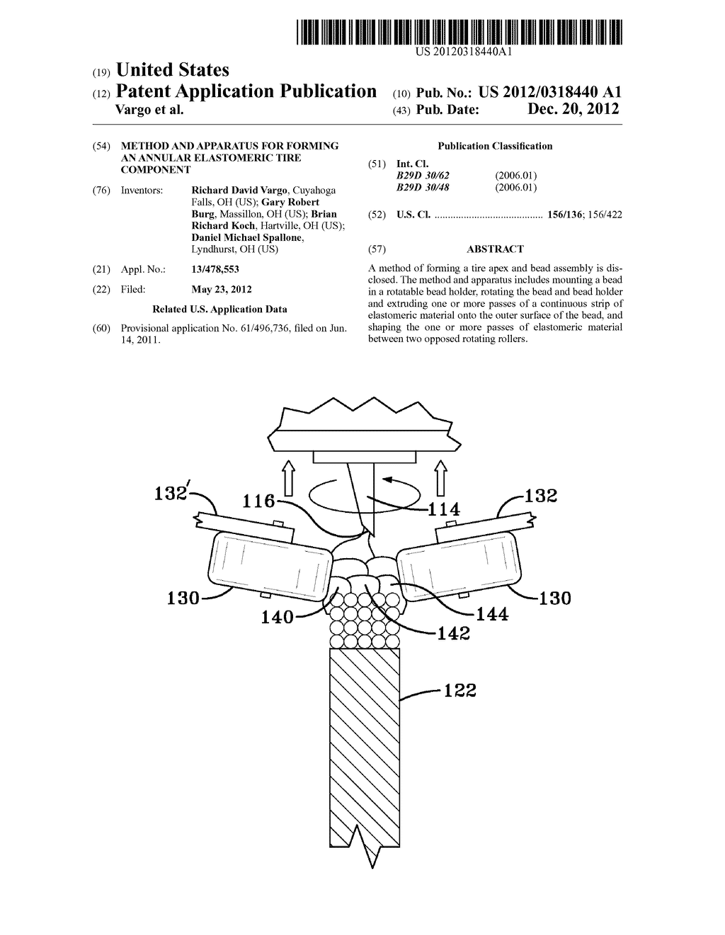 METHOD AND APPARATUS FOR FORMING AN ANNULAR ELASTOMERIC TIRE COMPONENT - diagram, schematic, and image 01