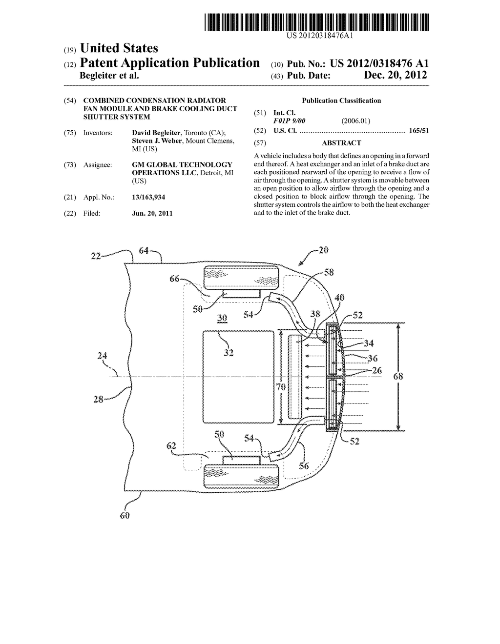 COMBINED CONDENSATION RADIATOR FAN MODULE AND BRAKE COOLING DUCT SHUTTER     SYSTEM - diagram, schematic, and image 01