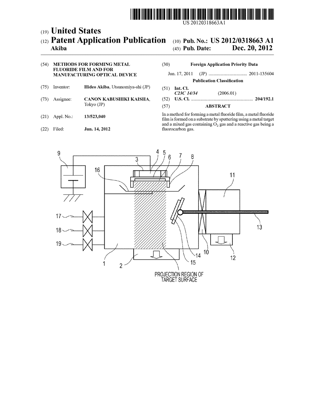 METHODS FOR FORMING METAL FLUORIDE FILM AND FOR MANUFACTURING OPTICAL     DEVICE - diagram, schematic, and image 01