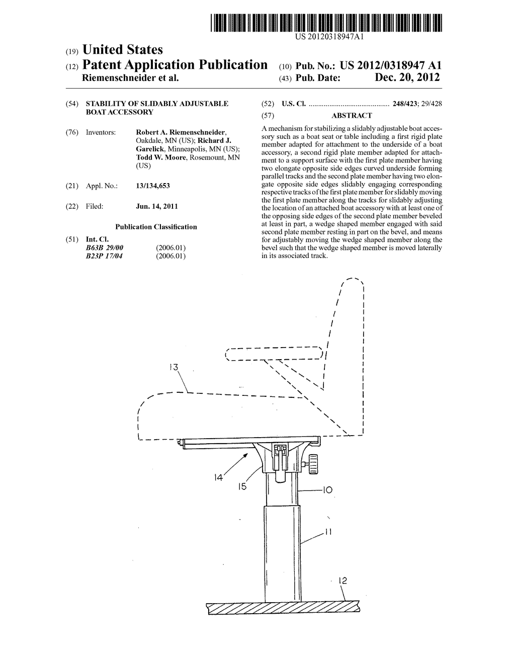 Stability of slidably adjustable boat accessory - diagram, schematic, and image 01