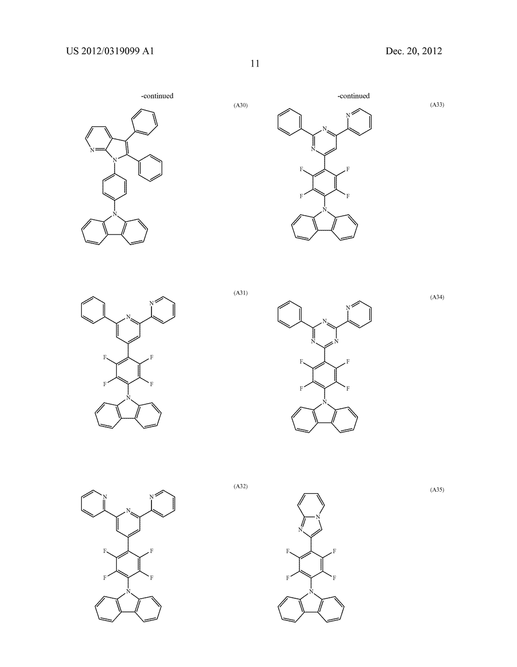 MATERIAL FOR ORGANIC ELECTROLUMINESCENCE DEVICES AND ORGANIC     ELECTROLUMINESCENCE DEVICE USING THE MATERIAL - diagram, schematic, and image 12