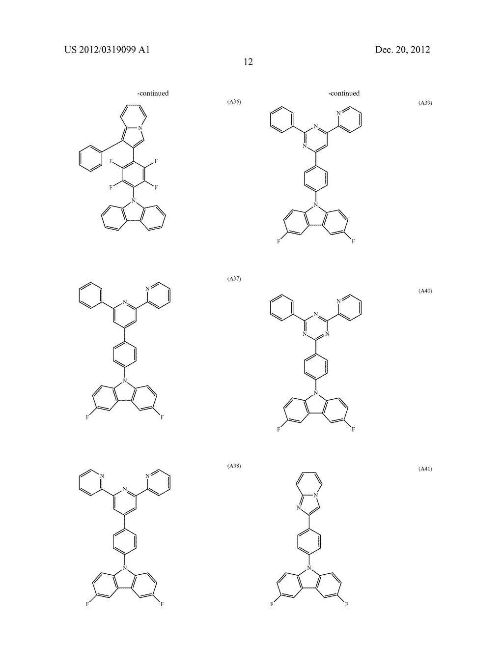 MATERIAL FOR ORGANIC ELECTROLUMINESCENCE DEVICES AND ORGANIC     ELECTROLUMINESCENCE DEVICE USING THE MATERIAL - diagram, schematic, and image 13