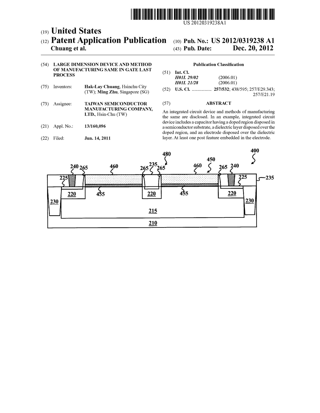 Large Dimension Device and Method of Manufacturing Same in Gate Last     Process - diagram, schematic, and image 01