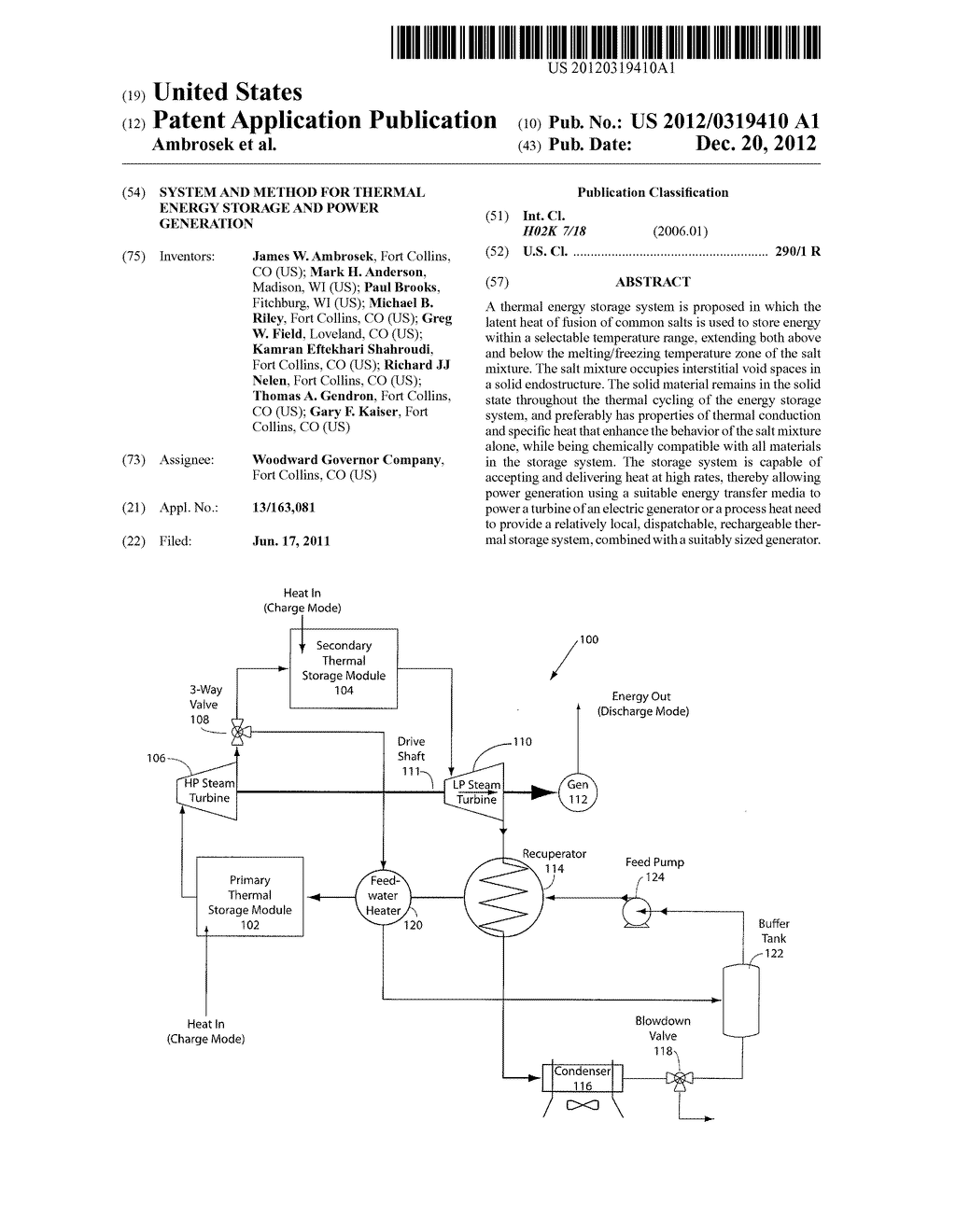 SYSTEM AND METHOD FOR THERMAL ENERGY STORAGE AND POWER GENERATION - diagram, schematic, and image 01