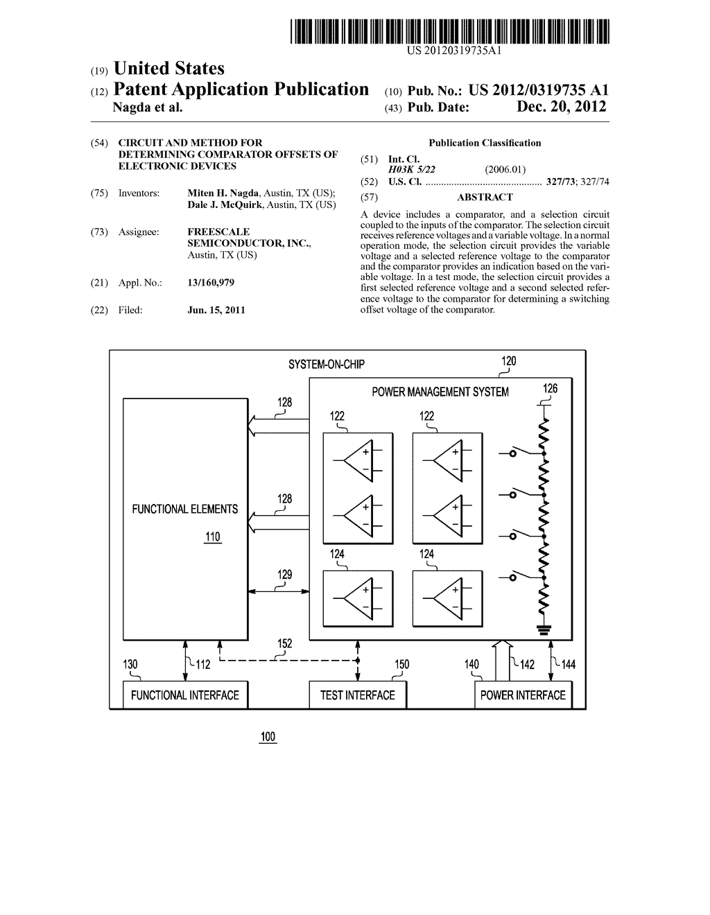 CIRCUIT AND METHOD FOR DETERMINING COMPARATOR OFFSETS OF ELECTRONIC     DEVICES - diagram, schematic, and image 01