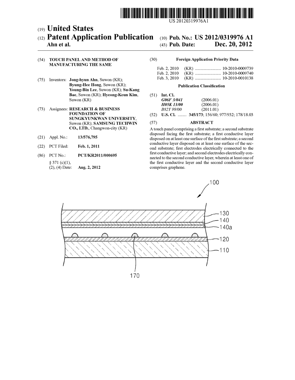 TOUCH PANEL AND METHOD OF MANUFACTURING THE SAME - diagram, schematic, and image 01