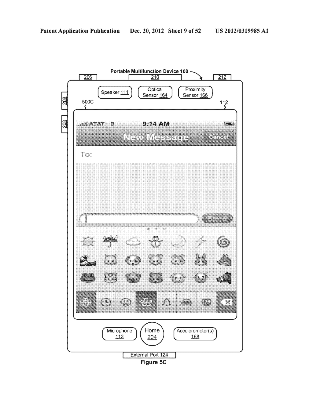 Portable Touch Screen Device, Method, and Graphical User Interface for     Using Emoji Characters While in a Locked Mode - diagram, schematic, and image 10