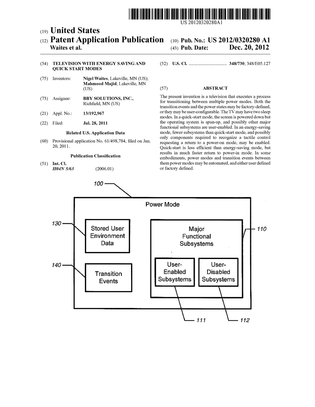 TELEVISION WITH ENERGY SAVING AND QUICK START MODES - diagram, schematic, and image 01