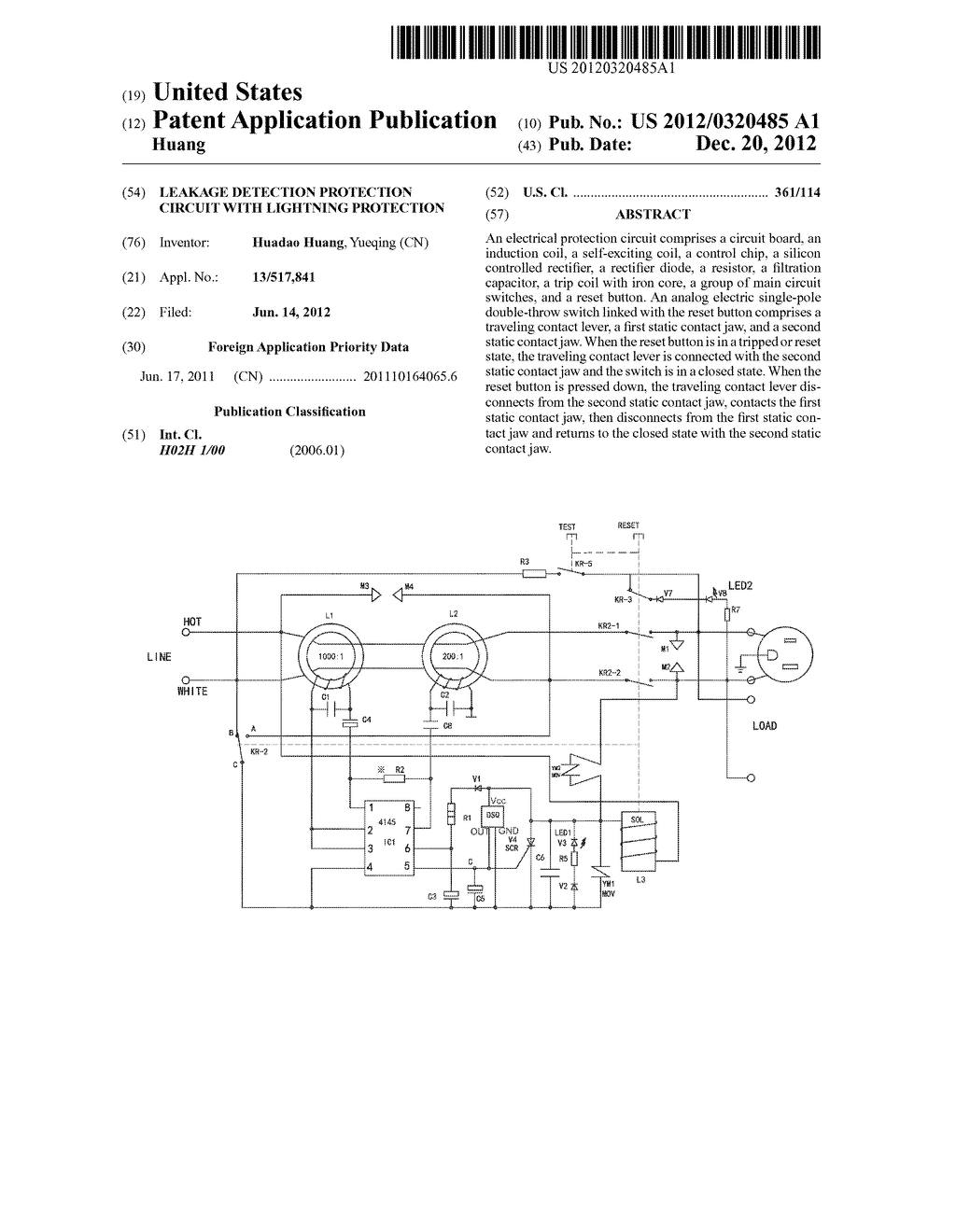 LEAKAGE DETECTION PROTECTION CIRCUIT WITH LIGHTNING PROTECTION - diagram, schematic, and image 01