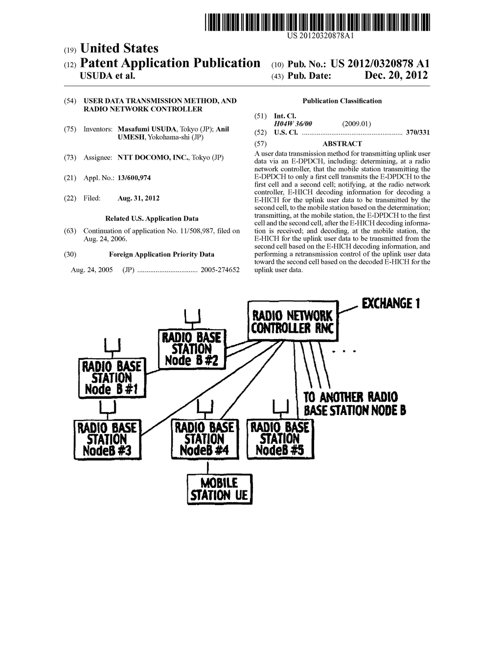 USER DATA TRANSMISSION METHOD, AND RADIO NETWORK CONTROLLER - diagram, schematic, and image 01