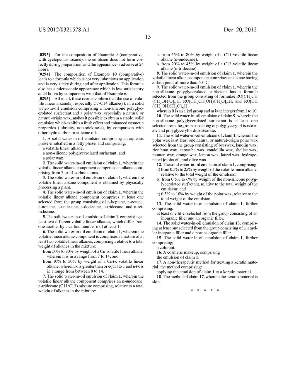 SOLID WATER-IN-OIL EMULSION COMPRISING A VOLATILE HYDROCARBON SOLVENT, A     POLYGLYCEROLATED SURFACTANT AND A POLAR WAX - diagram, schematic, and image 14