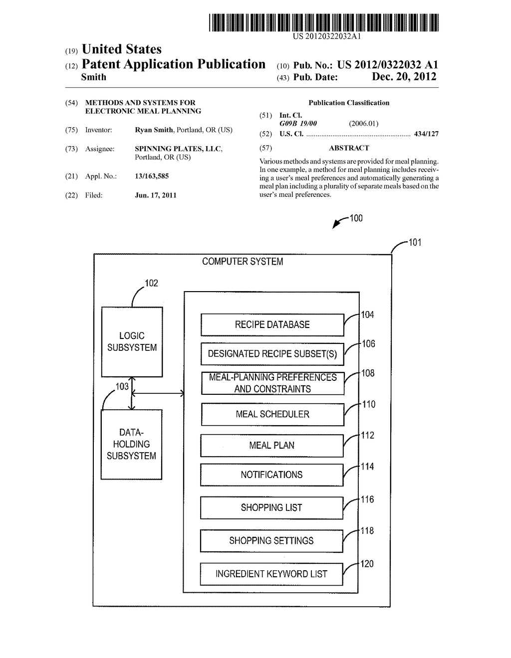 METHODS AND SYSTEMS FOR ELECTRONIC MEAL PLANNING - diagram, schematic, and image 01