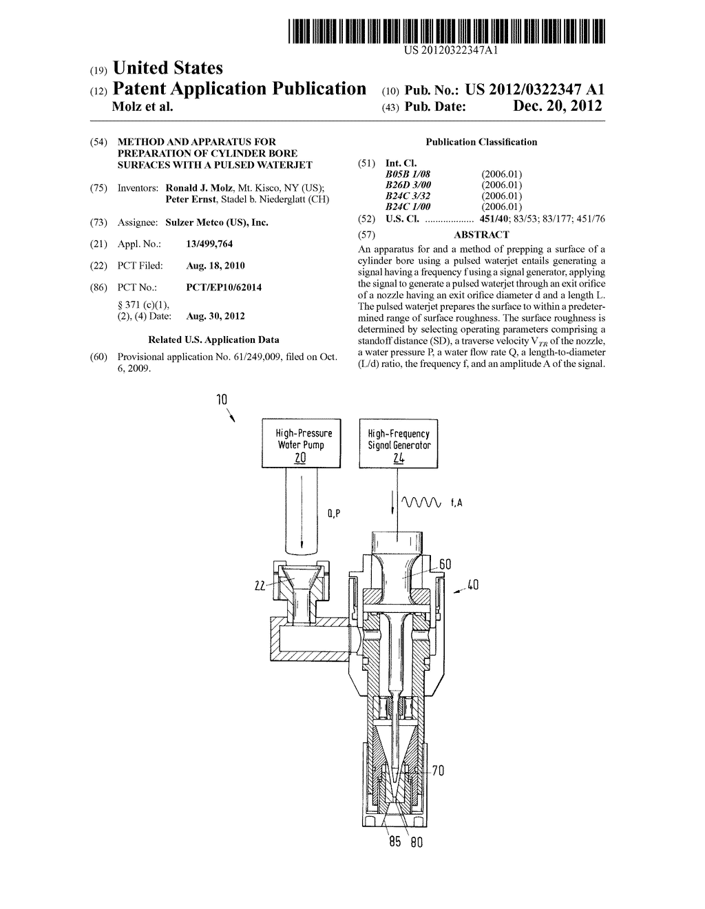 METHOD AND APPARATUS FOR PREPARATION OF CYLINDER BORE SURFACES WITH A     PULSED WATERJET - diagram, schematic, and image 01