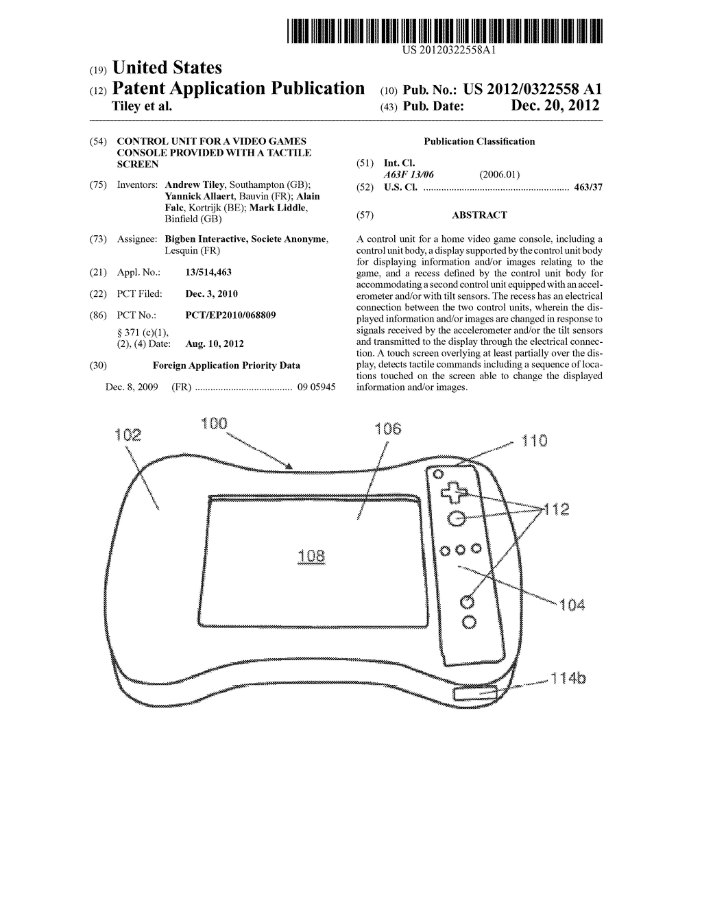 Control Unit For A Video Games Console Provided With A Tactile Screen - diagram, schematic, and image 01