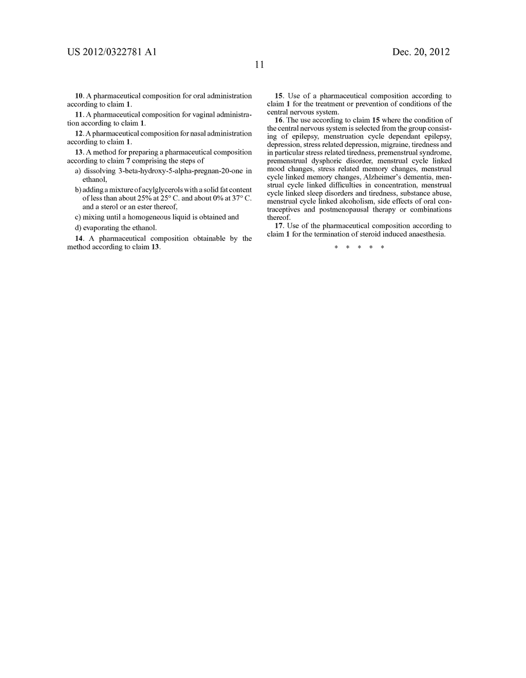 PHARMACEUTICAL COMPOSITION COMPRISING     3-BETA-HYDROXY-5-ALPHA-PREGNAN-20-ONE WITH IMPROVED STORAGE AND     SOLUBILITY PROPERTIES - diagram, schematic, and image 15