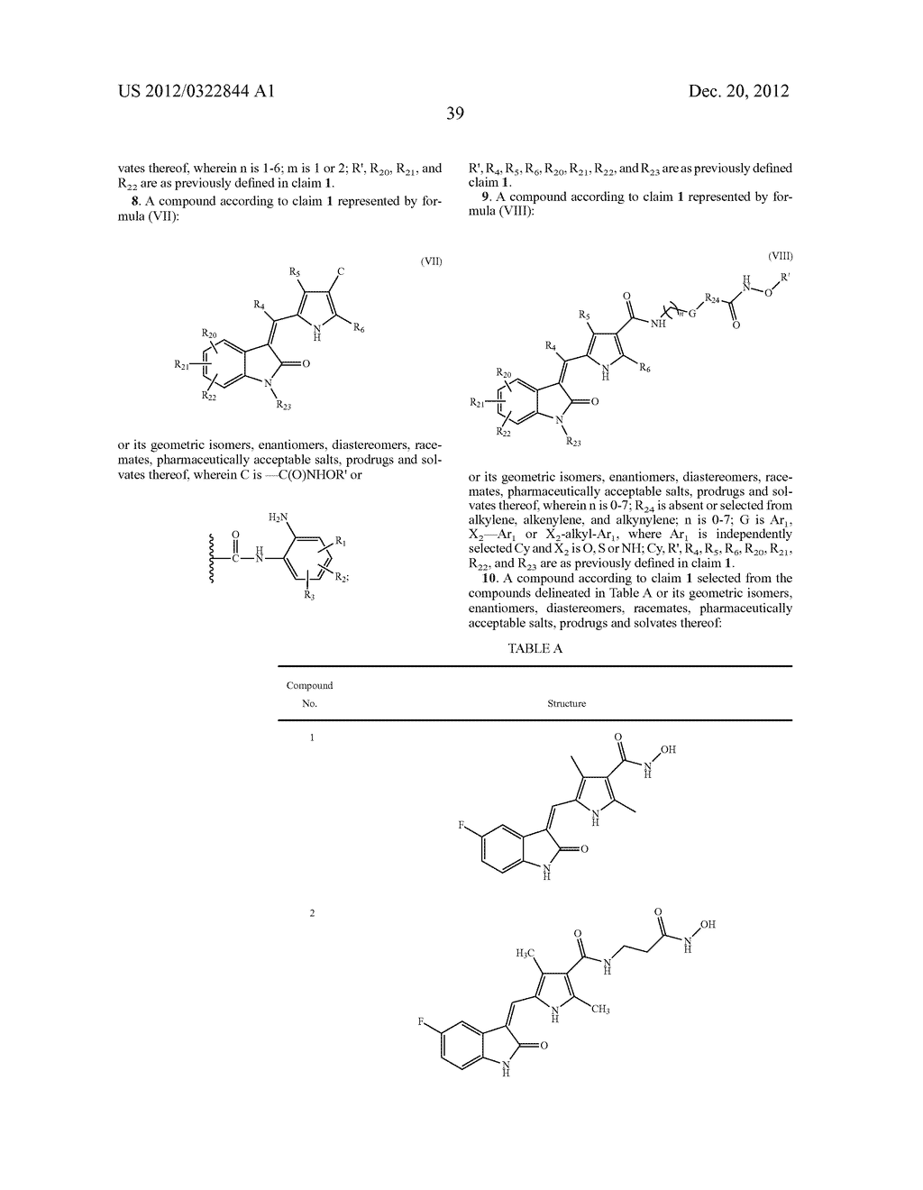 SUBSTITUTED 2-INDOLINONE AS PTK INHIBITORS CONTAINING A ZINC BINDING     MOIETY - diagram, schematic, and image 40