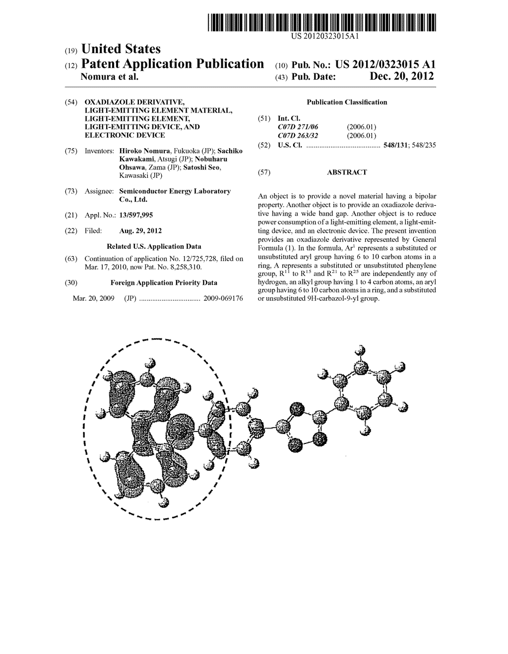 Oxadiazole Derivative, Light-Emitting Element Material, Light-Emitting     Element, Light-Emitting Device, and Electronic Device - diagram, schematic, and image 01