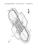 ABSORBENT ARTICLE INCLUDING AN  ABSORBENT CORE LAYER HAVING A MATERIAL     FREE ZONE AND A TRANSFER LAYER ARRANGED BELOW THE ABSORBENT CORE LAYER diagram and image