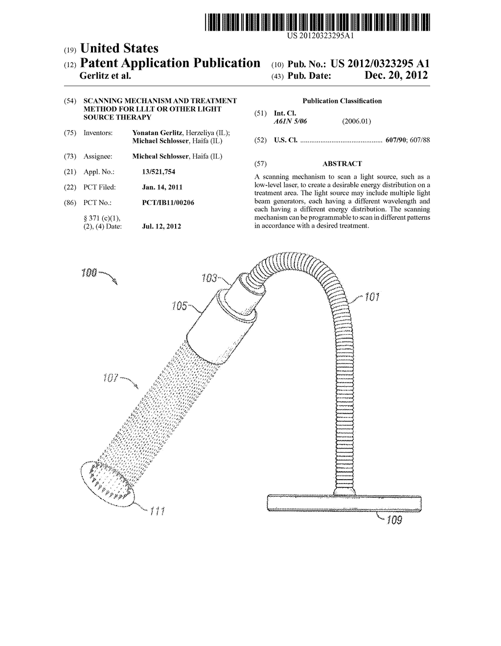 SCANNING MECHANISM AND TREATMENT METHOD FOR LLLT OR OTHER LIGHT SOURCE     THERAPY - diagram, schematic, and image 01