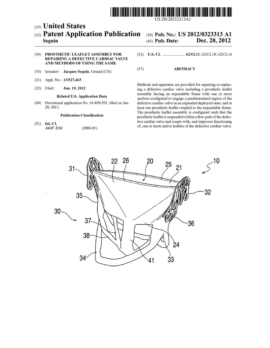 PROSTHETIC LEAFLET ASSEMBLY FOR REPAIRING A DEFECTIVE CARDIAC VALVE AND     METHODS OF USING THE SAME - diagram, schematic, and image 01