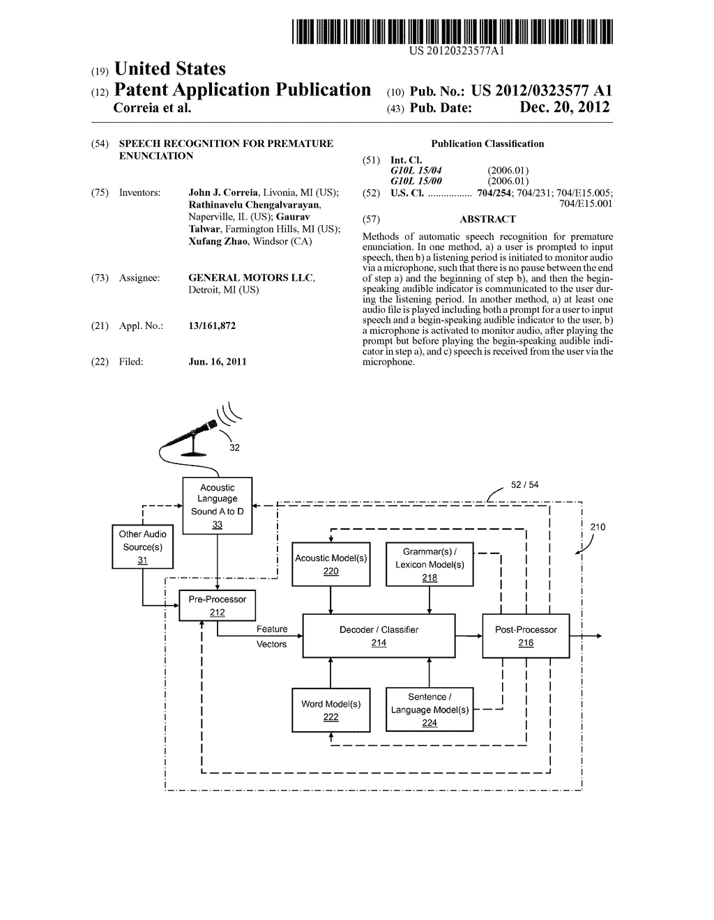 SPEECH RECOGNITION FOR PREMATURE ENUNCIATION - diagram, schematic, and image 01