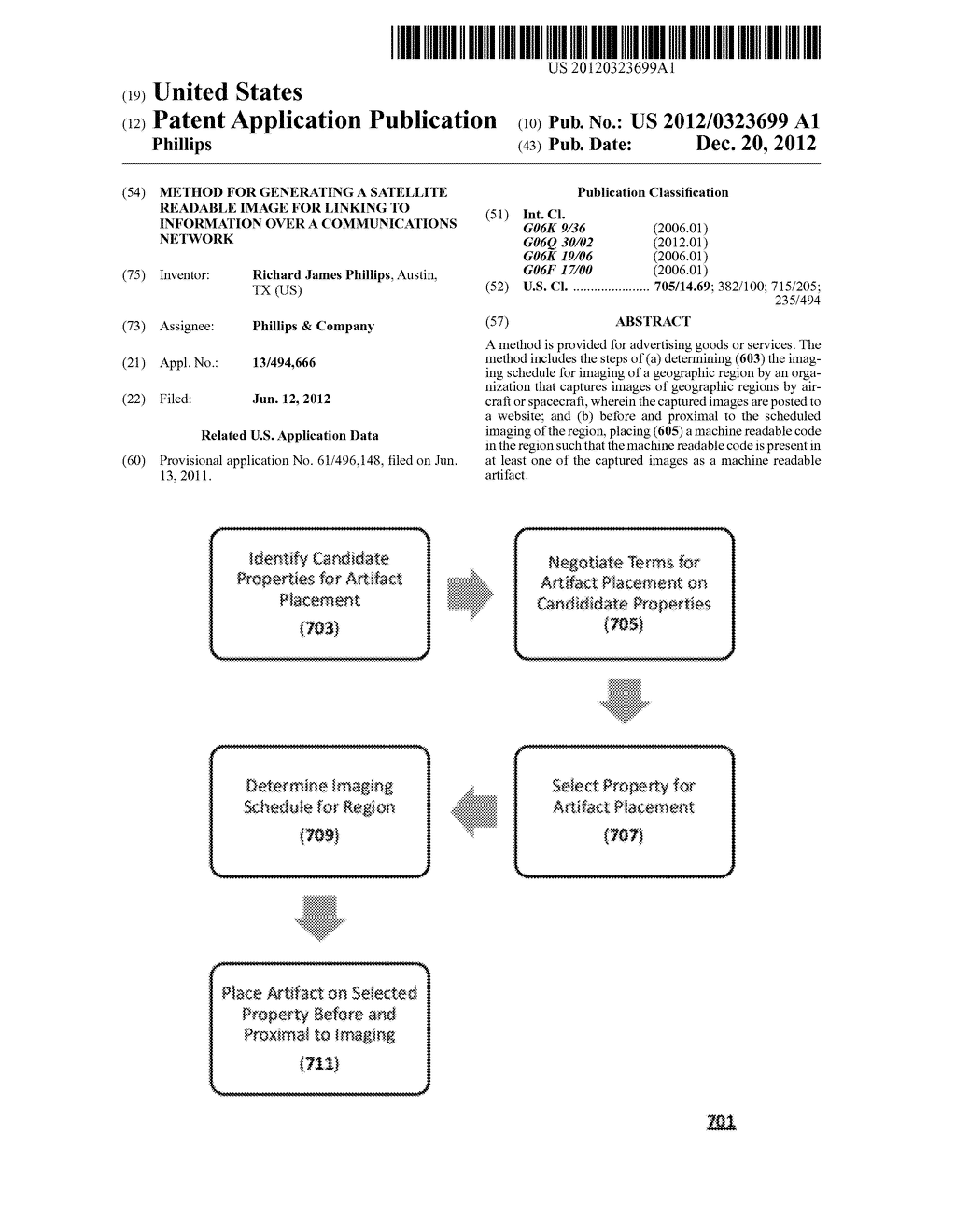 Method for Generating a Satellite Readable Image for Linking to     Information Over a Communications Network - diagram, schematic, and image 01