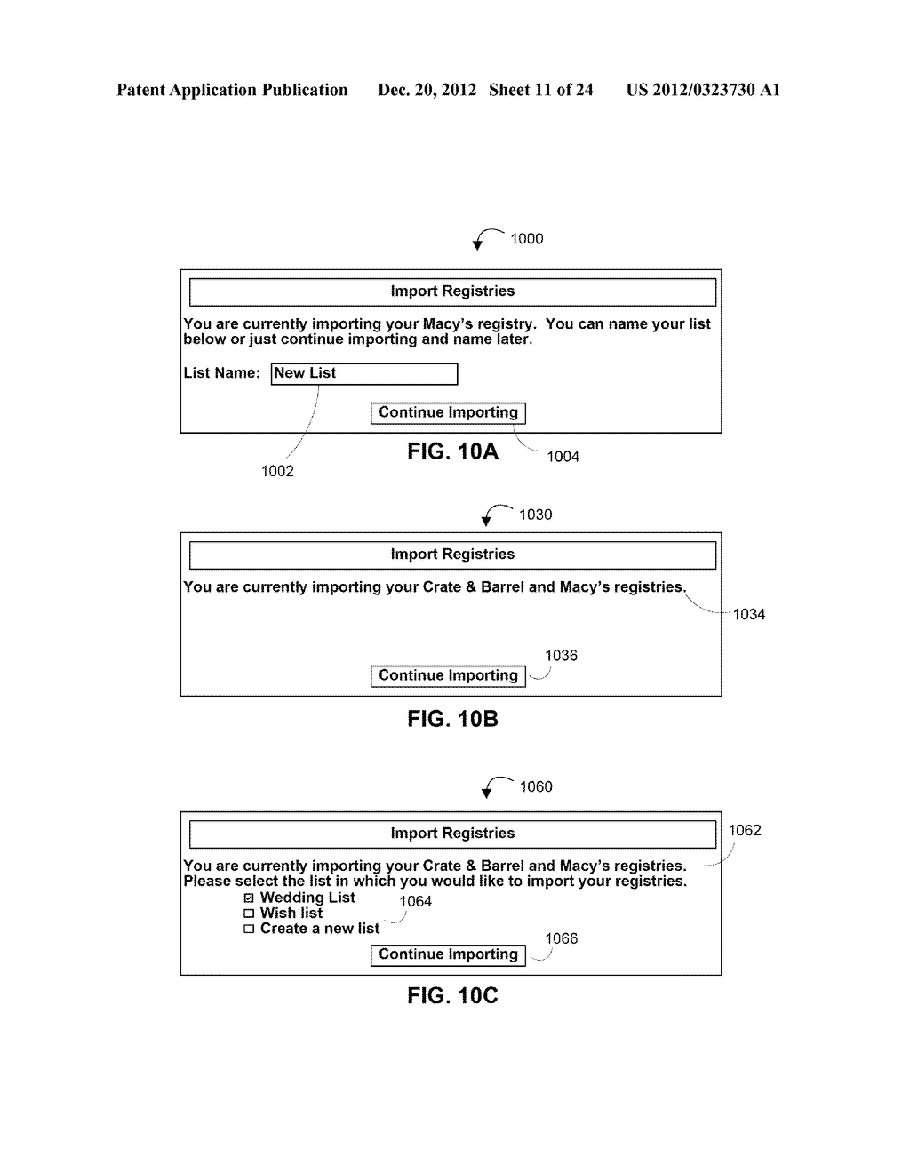 SYSTEMS AND METHODS FOR A CENTRALIZED GIFT REGISTRY WITH UPLOAD AND MERGE     OF A RETAILER-SPECIFIC REGISTRY - diagram, schematic, and image 12