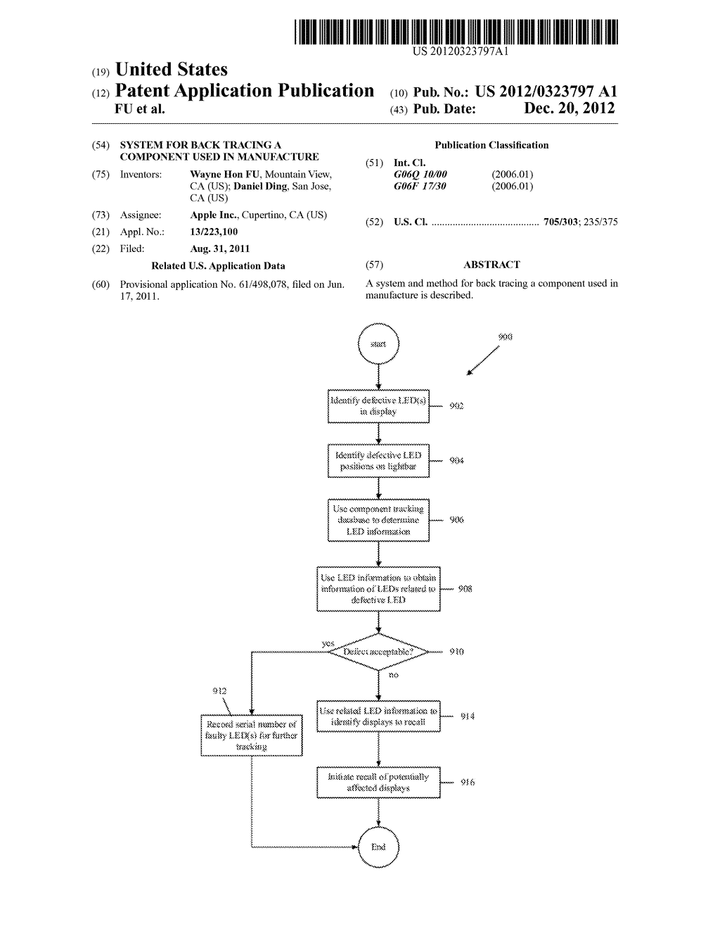 SYSTEM FOR BACK TRACING A COMPONENT USED IN MANUFACTURE - diagram, schematic, and image 01