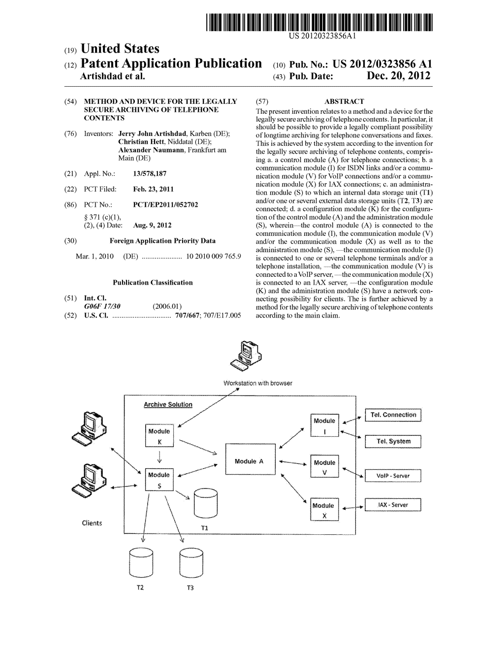 METHOD AND DEVICE FOR THE LEGALLY SECURE ARCHIVING OF TELEPHONE CONTENTS - diagram, schematic, and image 01