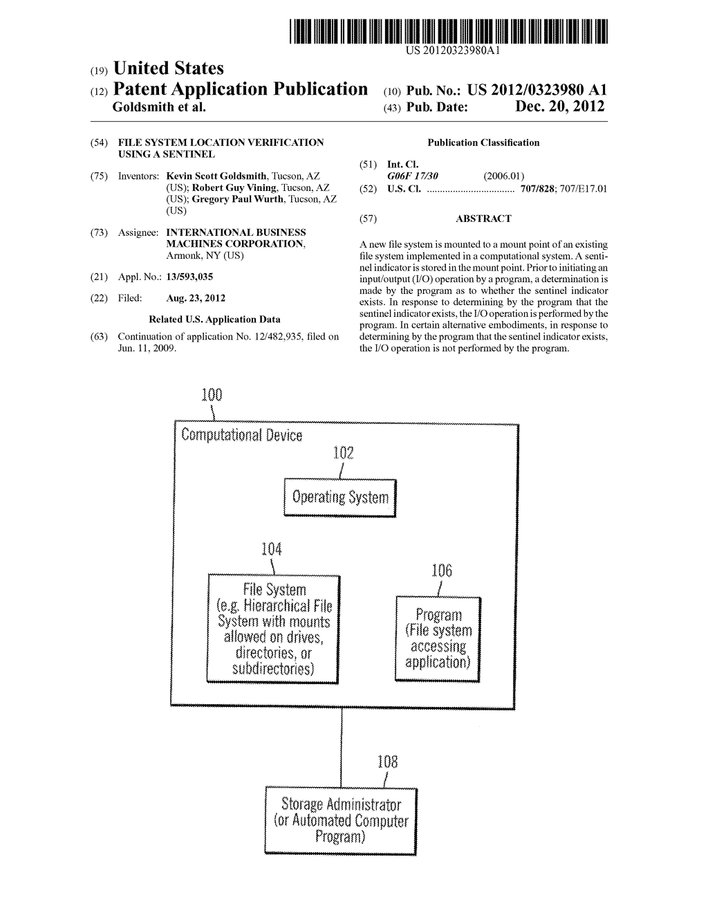 FILE SYSTEM LOCATION VERIFICATION USING A SENTINEL - diagram, schematic, and image 01