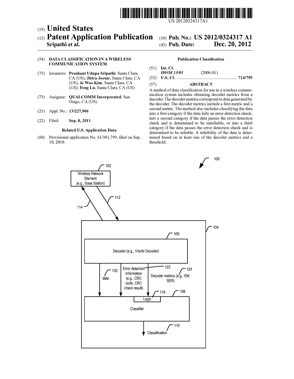 DATA CLASSIFICATION IN A WIRELESS COMMUNICATION SYSTEM - diagram, schematic, and image 01