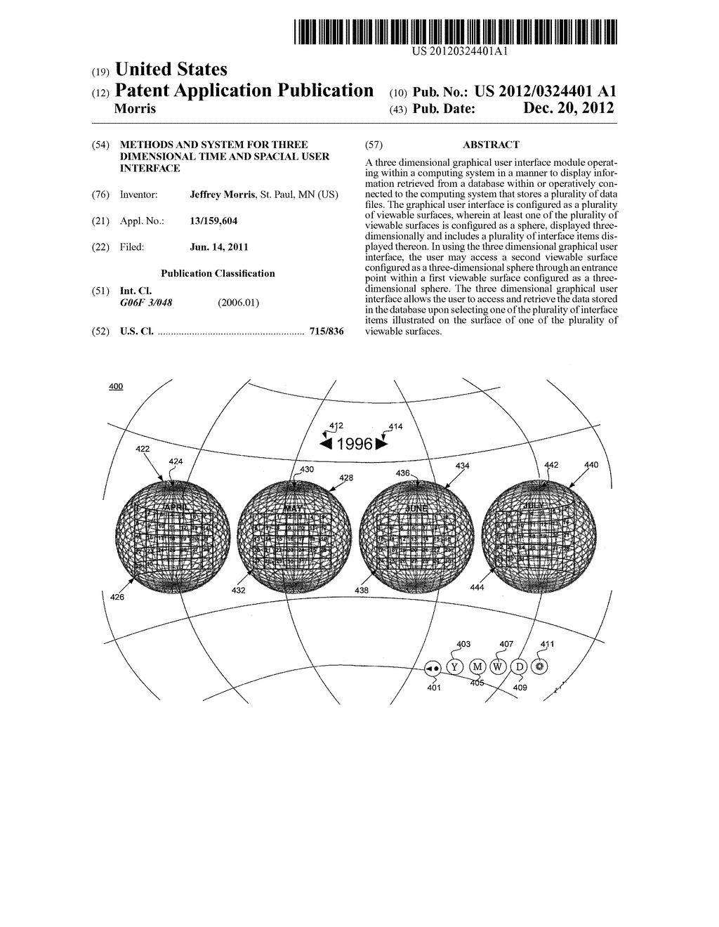 METHODS AND SYSTEM FOR THREE DIMENSIONAL TIME AND SPACIAL USER INTERFACE - diagram, schematic, and image 01