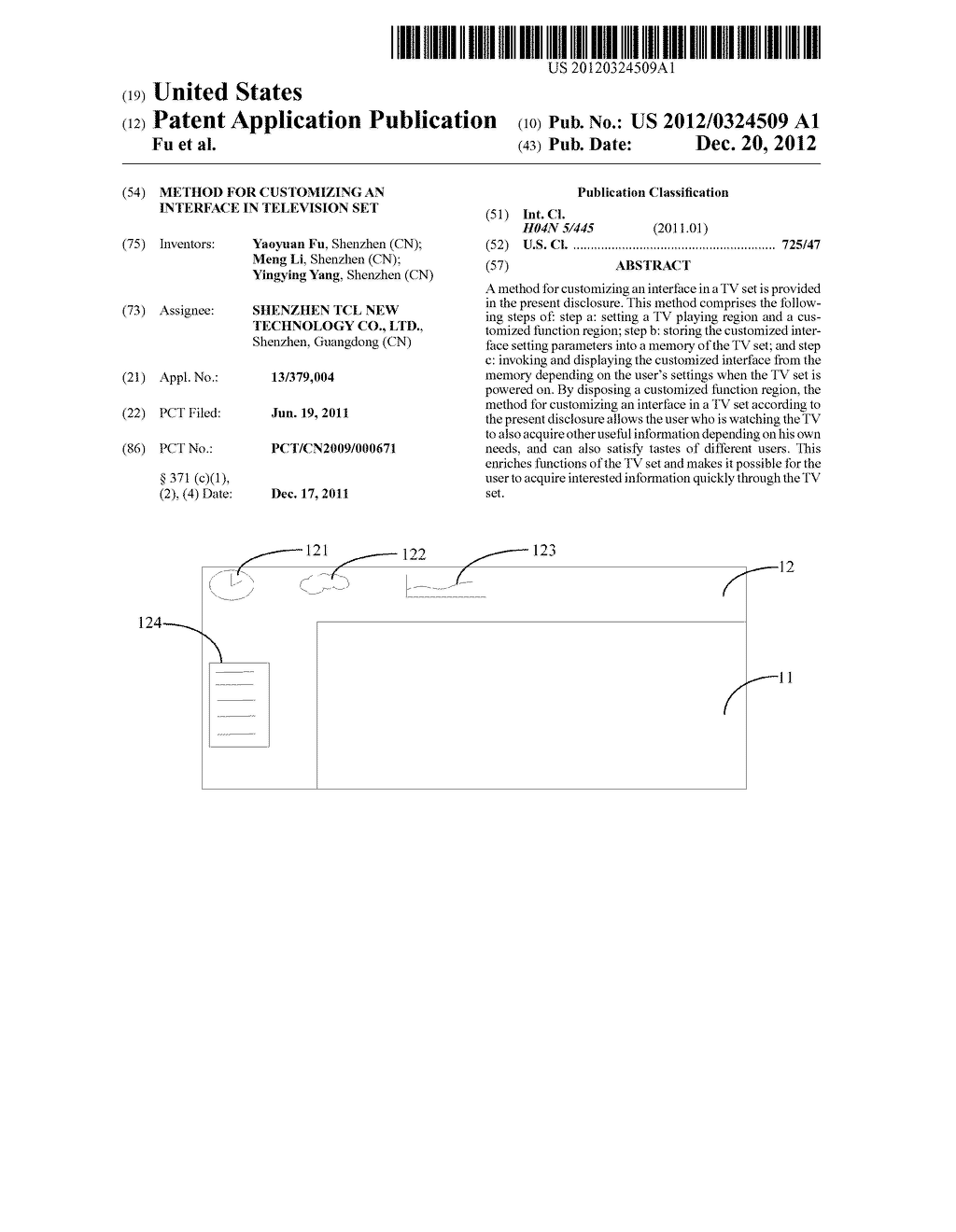 METHOD FOR CUSTOMIZING AN INTERFACE IN TELEVISION SET - diagram, schematic, and image 01