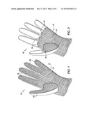 GLOVE HAVING REGION OF BOTH HIGH COEFFICIENT OF FRICTION AND HIGH     PERMEABILITY TO AMBIENT AIR diagram and image