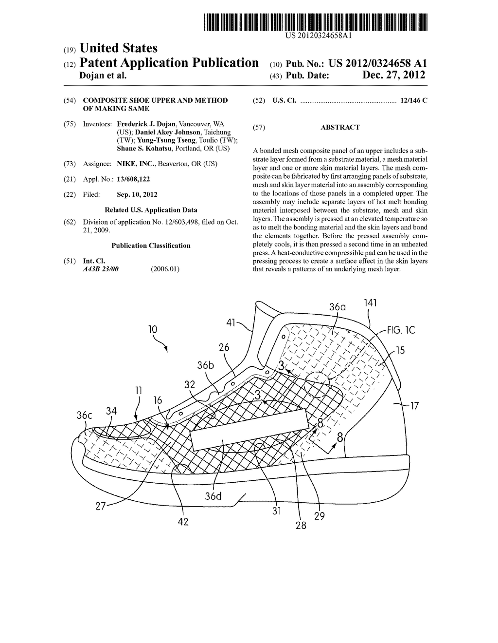 Composite Shoe Upper and Method of Making Same - diagram, schematic, and image 01