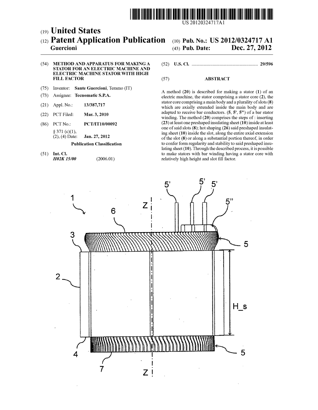 METHOD AND APPARATUS FOR MAKING A STATOR FOR AN ELECTRIC MACHINE AND     ELECTRIC MACHINE STATOR WITH HIGH FILL FACTOR - diagram, schematic, and image 01